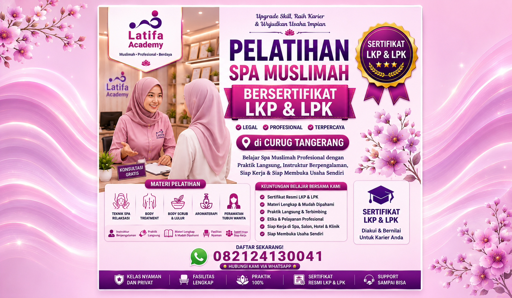 Pelatihan Spa Muslimah Bersertifikat LKP dan LPK di Curug Tangerang 082124130041